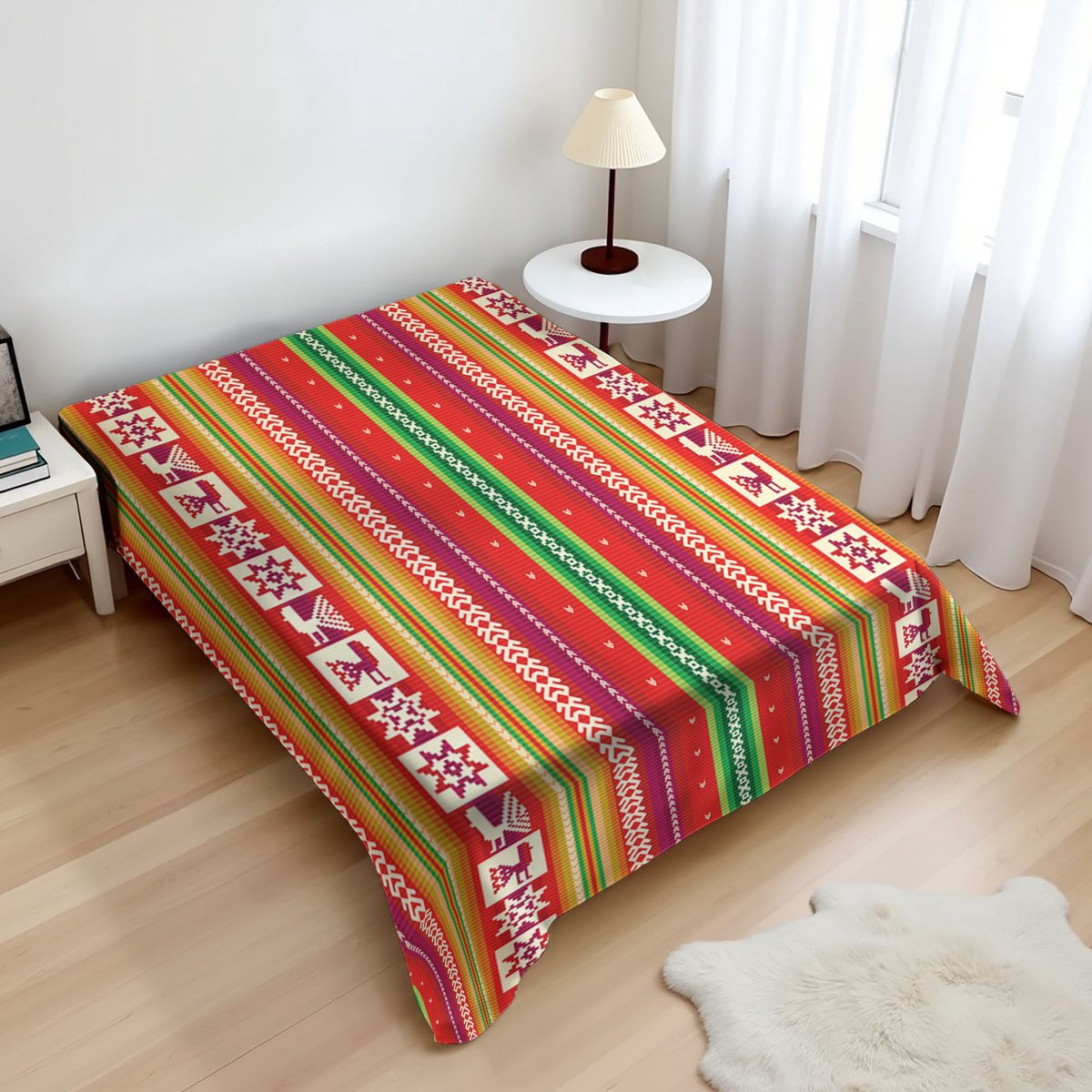 ABAKUHAUS American Aztec bovenbedlaken, meerkleurig, 260 x 228 cm