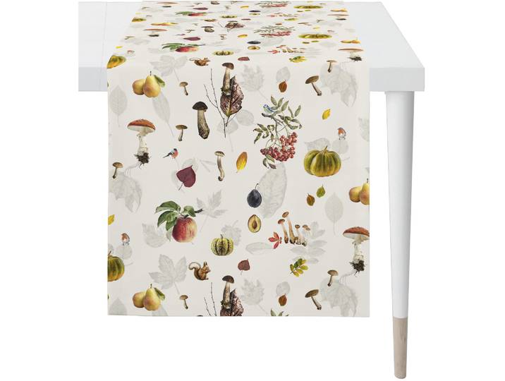 Tischläufer APELT 3405, Herbst- und Naturmotiv , bunt (natur, orange, grün), B:140cm L:48cm, Baumwolle, Polyester, Tischdecken, Tischläufer, herbstlich, Natürliche Fraben