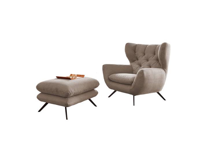 Kawola Sessel Charme Taupe Cord, Metall, 100x106x95 cm, Wohnzimmer, Sessel