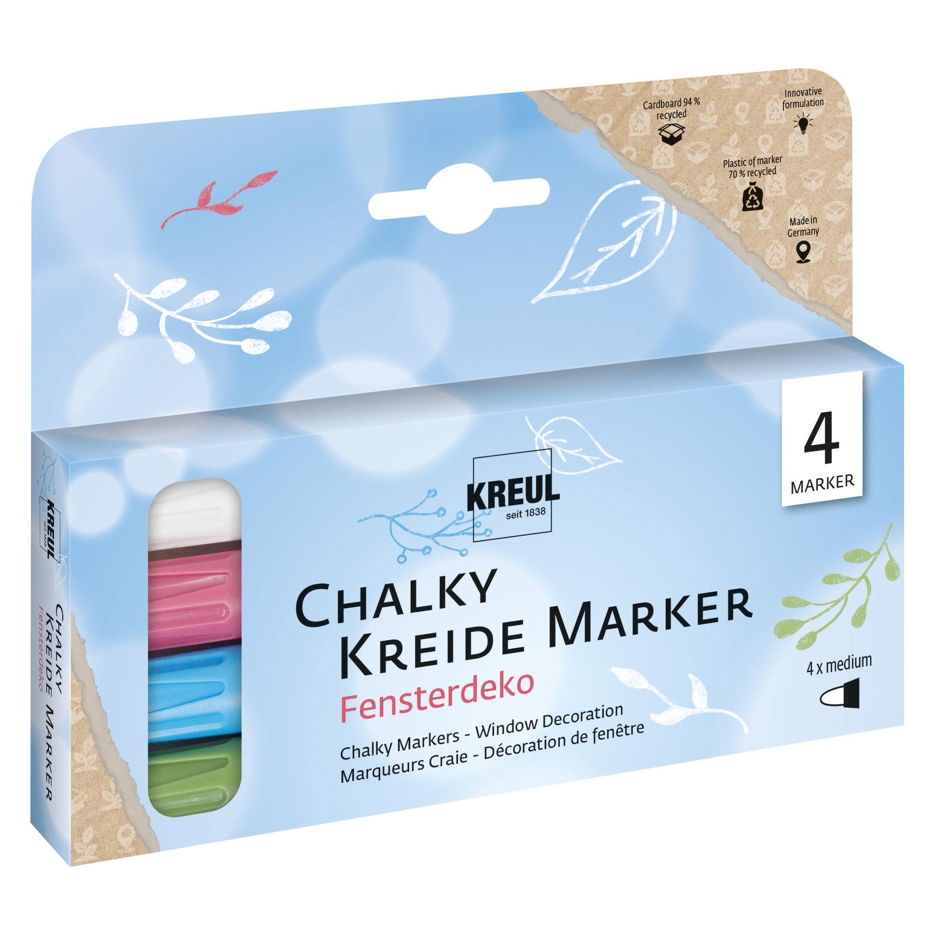 Kreul Kreidemarker Chalky, Medium, 4er-Set Fensterdeko (4x) (22709)