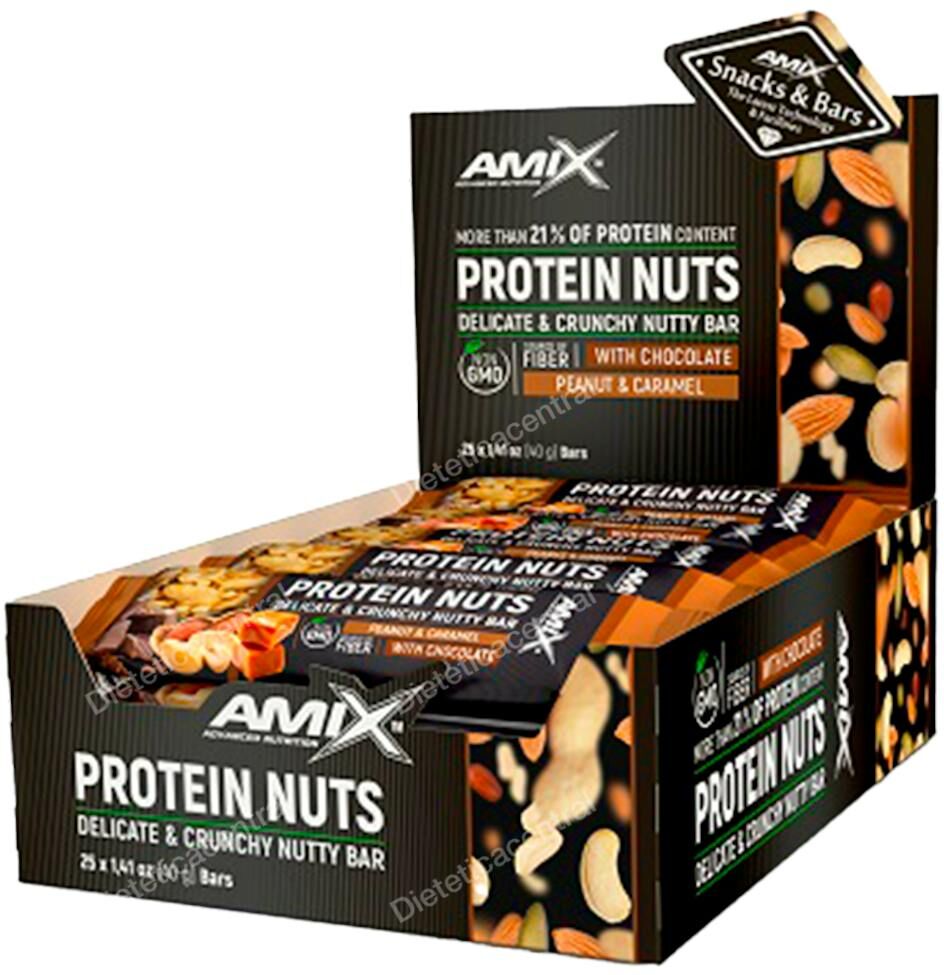 Amix protein nuts bar 25x40 gr cacahuete-caramelo