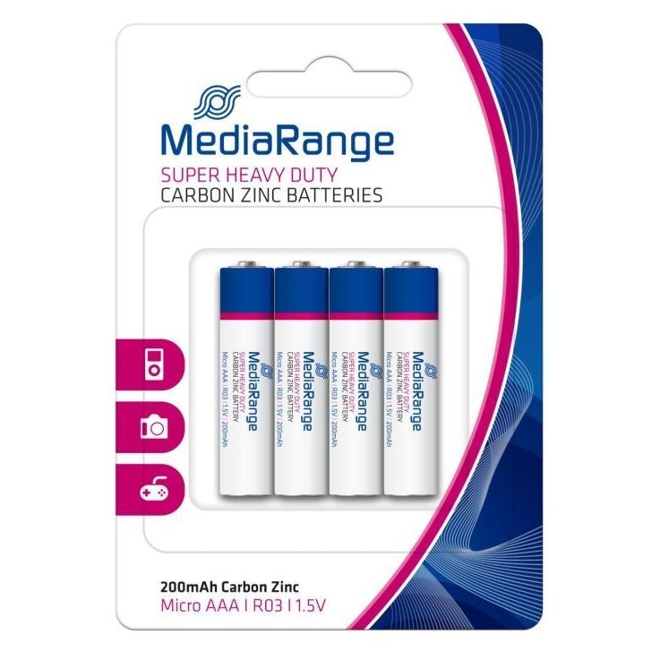 MediaRange BATTERY CARBON-ZINC AAA 1.5V/4PCS MRBAT141 (4 Stk., AAA, 200 mAh) (MRBAT141)
