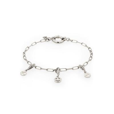 Armkette KUZZOI "Armband Smiling Face Charm Anhänger 925 Sterling Silber" Gr. 23, silber, Armbänder, Herren, 23, Silber 925 (Sterlingsilber), Armkette