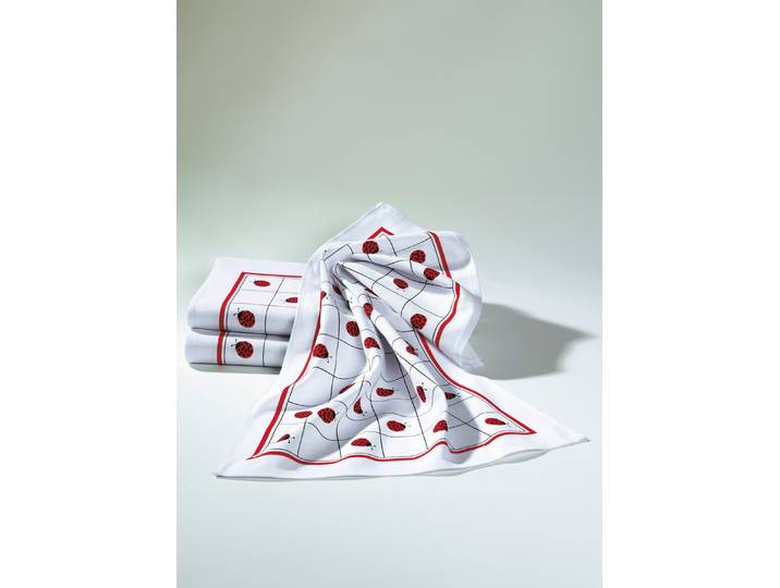 Geschirrtücher, 3er-Set, aus 100% Baumwolle, Weiss/Rot