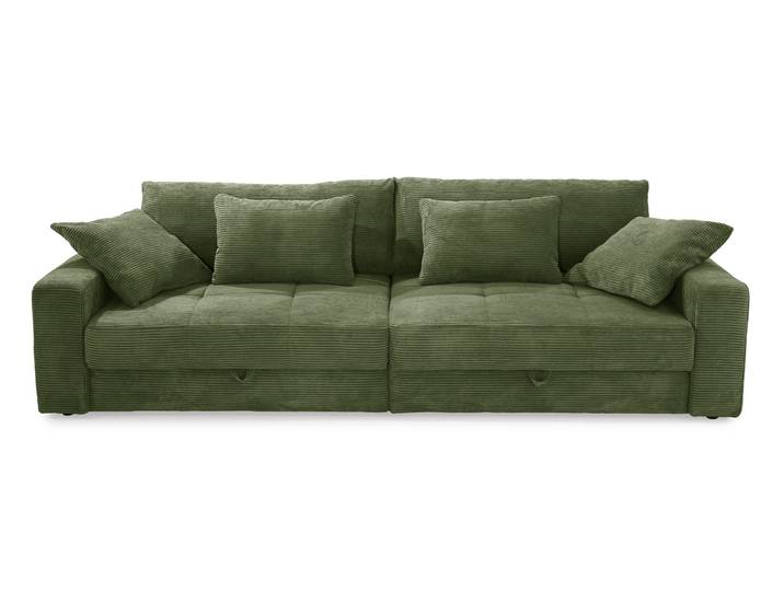 Big-Sofa 284 cm breit Wellenunterfederung Lounge-Couch Stauraum Cord Grün / 15262