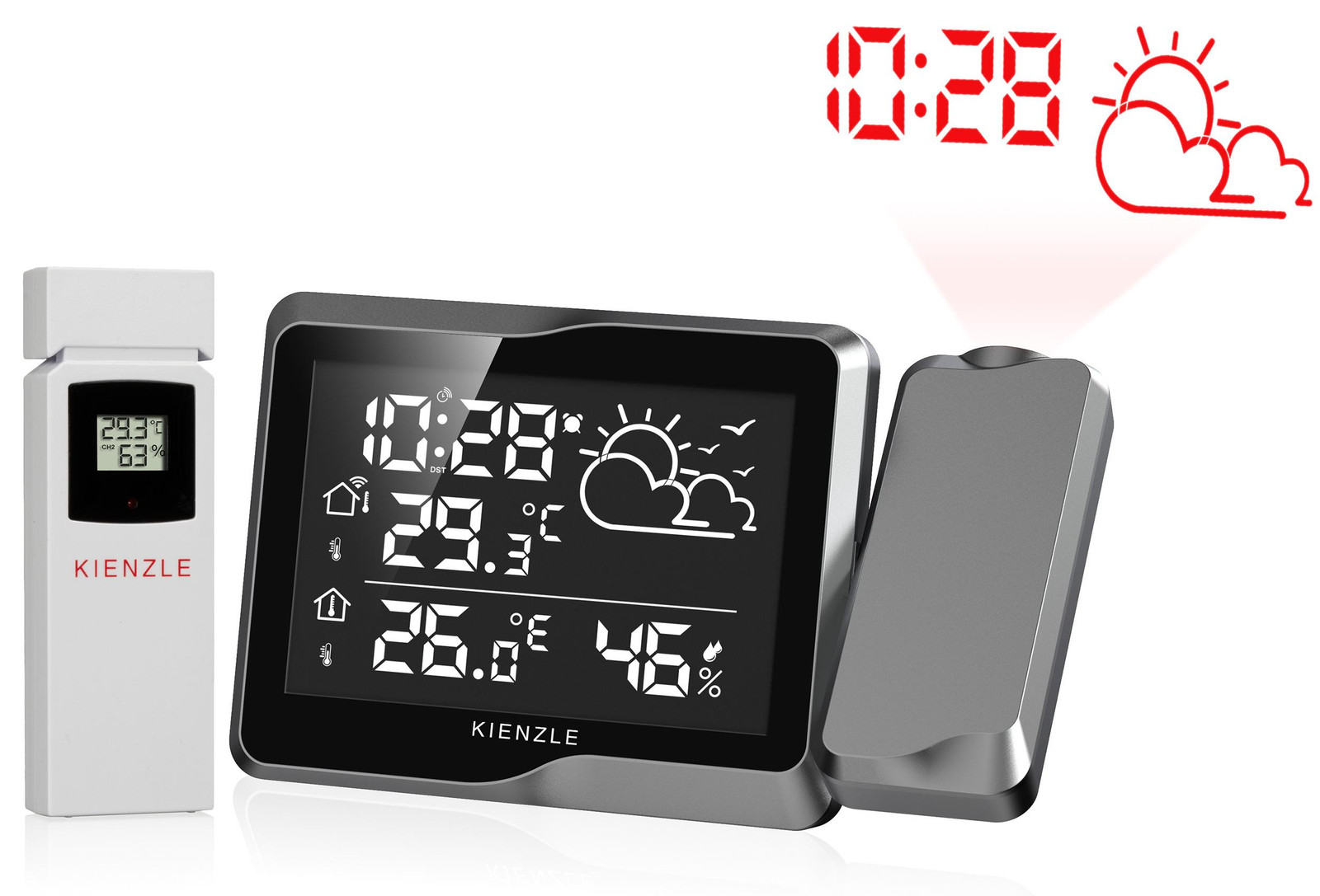 Kienzle Funk DCF weerstation met wandprojectie