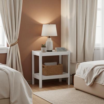 ZWYO HOSIMU "22"" Solid Poplar Nightstand with 2 Shelves, Raised Edges, Rounded Corners & Floor Glides, Ideal for Living Space"