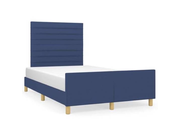 PUGYNBK Bettgestell mit Kopfteil, Stoff, Blau, 120 x 200 cm Verstellbares Kopfteil, robuste Beine, Holzlatten, atmungsaktiv und langlebig