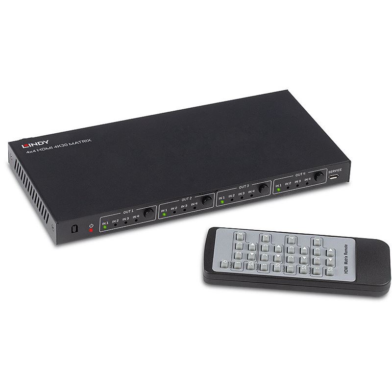 Lindy HDMI 4K UHD 4x4 Matrix, 4 In 4 Out, HDMI 1.4 bis 4K2K