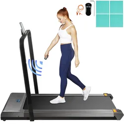 VEVOR Laufband für Unter Schreibtisch Silber, Laufband klappbar Fitnessgerät Kapazität 100 kg Lauftraining kompakt mit Handlauf im Büro zu Hause Heimtrainer Professionell