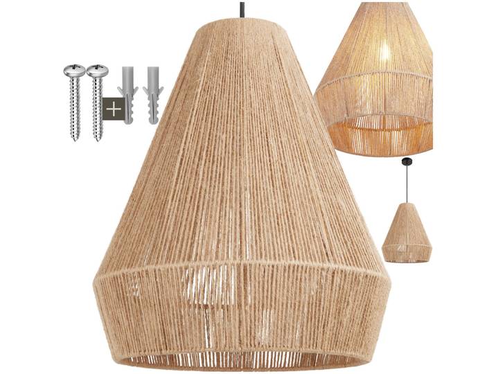 Suspension SURI en jute au style bohème 40W - marron naturel
