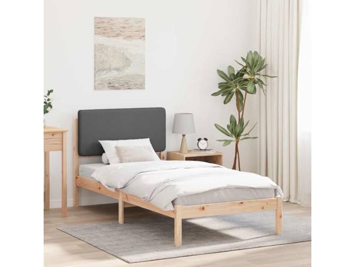 Massivholz Bettgestell mit Schaumstoff gepolstertem Kopfteil für moderne Bettgestell mit gepolstertem Kopfteil Dunkelgrau 75x190 cm Massivholz Kiefer Plattformbett ohne Boxspring Lesen TV