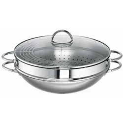 Rohe Germany Wok-Set Ravenna, 34 cm, mit Dämpfeinsatz, Edelstahl