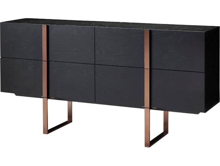 FURNLUX Sideboard Hudson Schwarz Und Braun 180cm / Hauptfarbe: Schwarz / Abmessungen: 180 x 90 x 43 cm