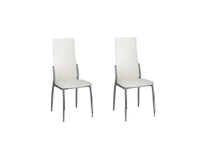 KPOTUERTU 2 Esszimmerstühle Kunstleder Weiß Chrombeine Ergonomisches Design, strapazierfähig, pflegeleicht, max 110 kg pro Sitzplatz