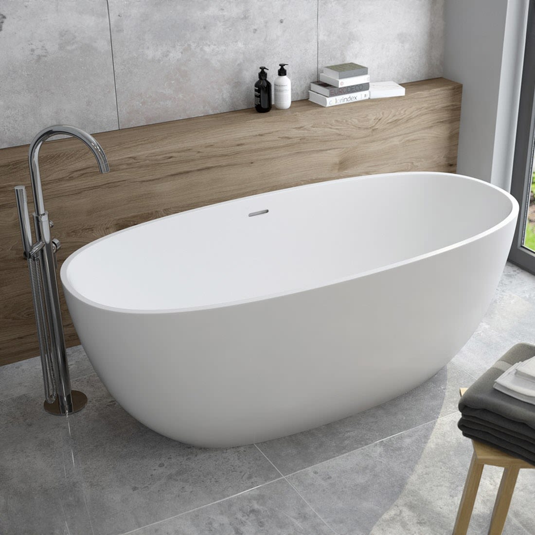 OLTENS Stora freistehende Badewanne oval 150 x 72 cm, Badewannen, 12008000, weiß