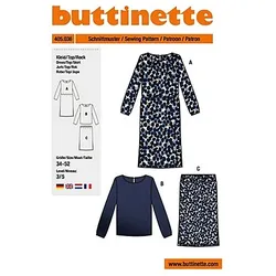 buttinette Schnitt "Langarm-Kleid & -Bluse/Rock" für Damen