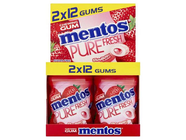 Mentos Kauwgom Pure Fresh Aardbei - 48 g