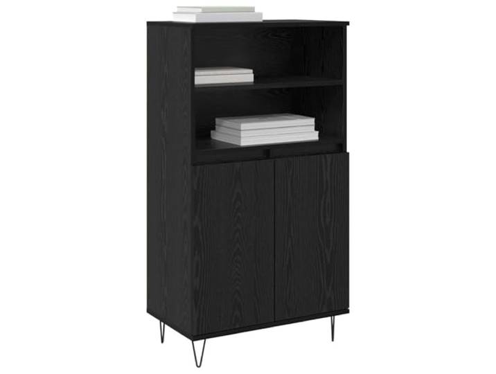 KTHLBRH Anrichte schwarz 60 x 36 x 110 cm Holz mehrschichtig Modernes Design, 2 Türen, großer versteckter Raum, pflegeleicht, für Wohnzimmer