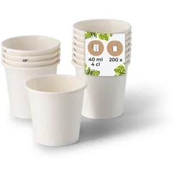 BIOZOYG Schnapsbecher aus Papier 200 Stück 40 ml weiß - Pappbecher Beschichtet Party Zubehör Einwegbecher Messen, Events, Verkostung