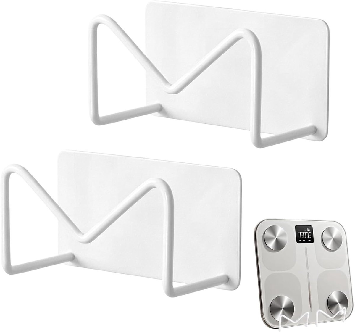 Set van 2 Premium RVS Wandhaken in Wit voor Badkamer en Kleding