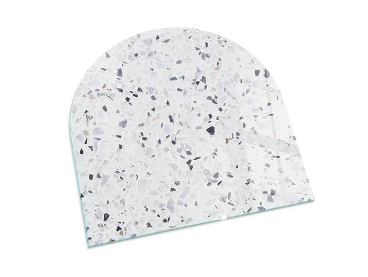 Tulup Kaminbodenplatte 100x100 cm - Steinmuster mit Partikeln, Weiß, Glas, Quadratisch, 100x100x0.4 cm, Elektrogeräte, Heizgeräte, Elektrokamine