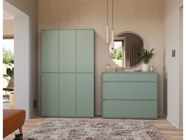 home24 Schoenenkast Brayu met klapdeuren 112cm groen/salie