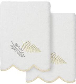 Authentic Hotel and Spa 100% Turkish Cotton FERN TOSS Scallop Embellished Towel Collection.