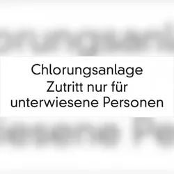 Hinweisschild, Chlorungsanlage, 70x200mm, Folie selbstklebend - 200x70 mm Folie selbstklebend