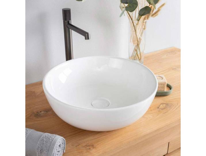 Wanda Collection Vasque en céramique ronde 41 cm SIAM Blanc