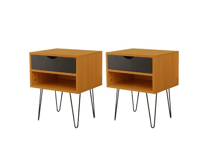 KEDIA Lot de 2 Tables de Chevet 40*34*50cm Table de Chevet Vintage Industriel Solide et Durable Forte Capacité de Charge