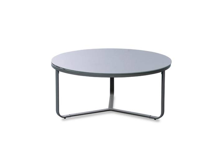 Xora Couchtisch, Grau, Metall, Glas, rund, Flachrohr, X-Form, 80x35x80 cm, einfacher Aufbau, Wohnzimmer, Wohnzimmertische, Couchtische