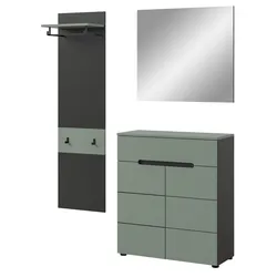 GARDEROBE-SET Salbei und grau, Garderobe 3-teilig, 140 x 190 cm, Soft-Close, Cooper