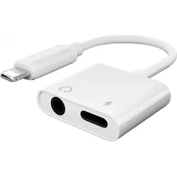 PowerGuard Lightning 3.5mm Kopfhörer Audio Adapter & Charge (Winkeladapter), Audio Adapter, Weiss