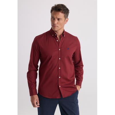 Langarmhemd FELIX HARDY "Langarmhemd", Herren, Gr. L, Normalgrößen, bordeaux, 97% Baumwolle, 3% Elasthan, Hemden