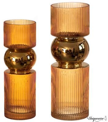 Uniquewise Set of 2 Decorative Green Tall Glass Vase - Modern Minimalist Decor for Parties, and Special Events