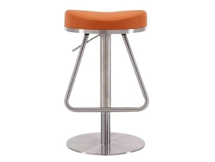 VNCdfhETs Barstuhl Edelstahl Barhocker Barstuhl Mit Fußhocker Leder Drehbarer Hochhocker Küchenbarstuhl Barhocker(Orange)