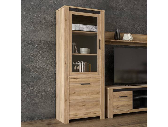 Standvitrine 77 x 192 x 42cm Braun