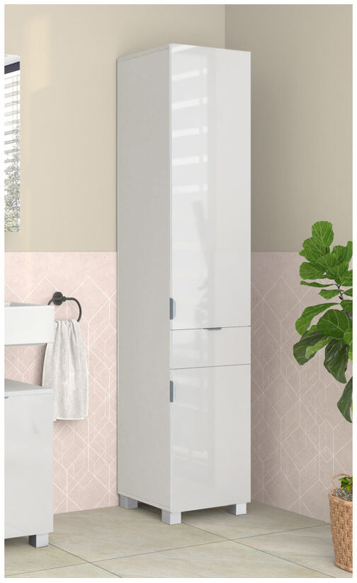 Ebern Designs Rosabela No Mounting / Installation Required Linen Cabinet White 181cm H X 38cm W X 36cm D