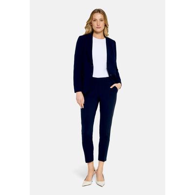 Anzughose BETTY & CO "Damen mit Taschen", Damen, Gr. 44, Normalgrößen, blau (dunkelblau), Obermaterial: 59% Polyester, 37% Viskose, 4% Elasthan, gerade 7/8-Länge, Hosen Anzughose, Taschen