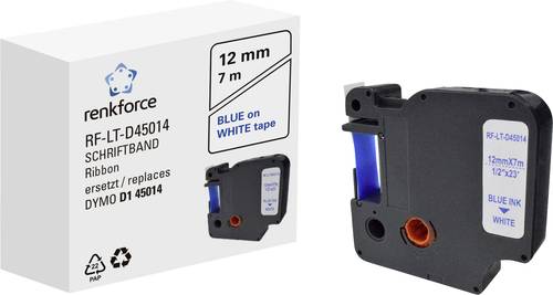 Renkforce RF-LT-D45014 Kompatibel ersetzt DYMO D1 - 45014 12mm Bandfarbe: Weiß Schriftfarbe: Blau 7m