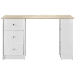 Helloshop26 - Computertisch/Arbeitsplatz mit 3 Schubladen 120 cm weiß und Holz 03_0004709