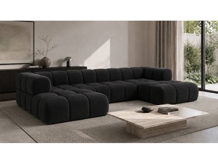 Kaiser Möbel Ecksofa U-Form im Veloursstoff Bluvel, AVERRO UXL, U-förmiges Design,Extra großzügige Sitzfläche