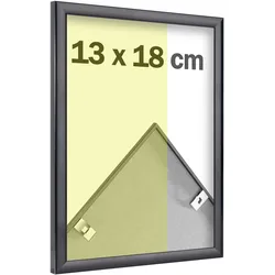 SPRINTIS Alu-Bilderrahmen, 13 x 18 cm, glänzend, schwarz, eleganter 9 mm Aluminiumprofil-Rahmen mit Styrol-Front, ideal für Fotos und Postkarten, Aluminium, PS, MDF