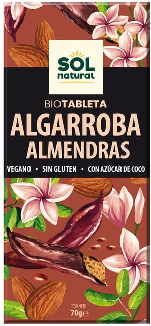 Sol Natural Tablete De Alfarroba Com Amêndoas Bio 70g Amêndoa