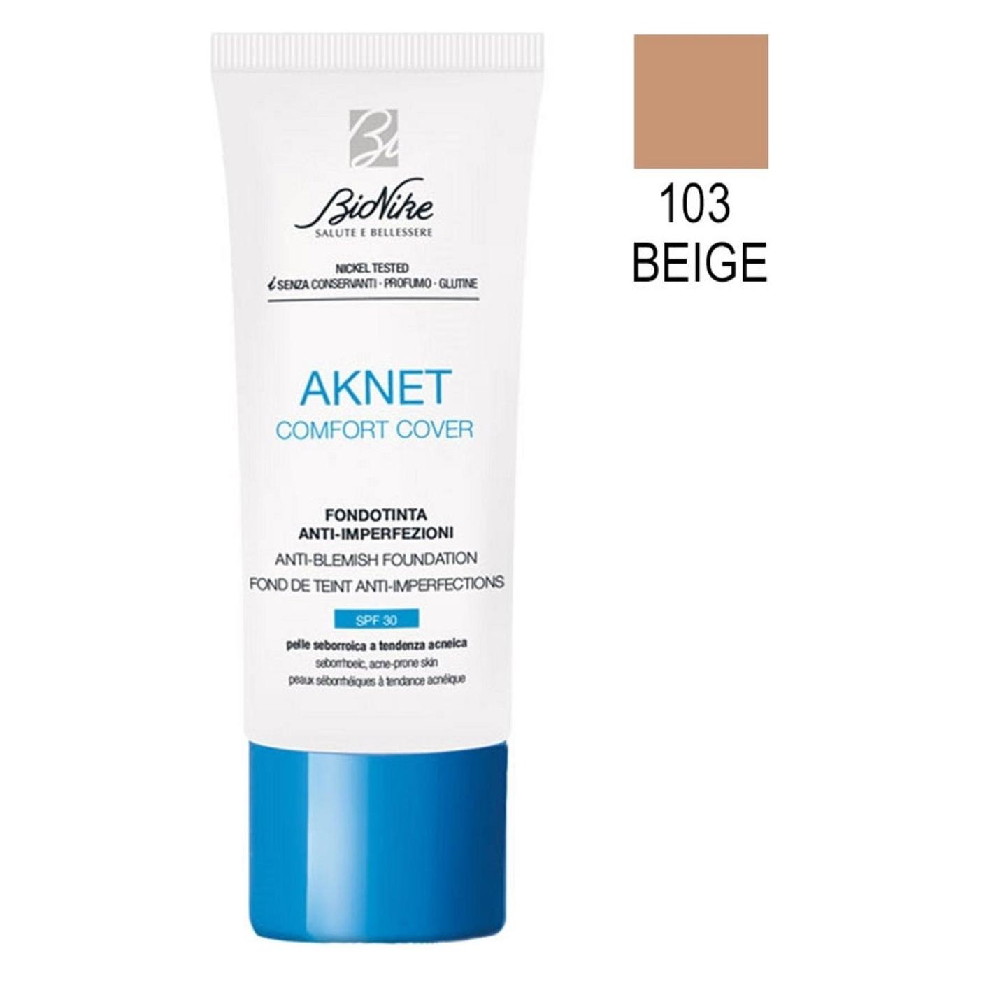 BioNike Aknet Comfort Primer Cover, Nr. 103, Beige, Anti-Blemish, sorgt für leichte, natürliche und (Beige) (982134203)