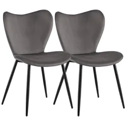 CLP 2er Set Esszimmerstuhl Maika Samt   Farbe: dunkelgrau, Material: Samt