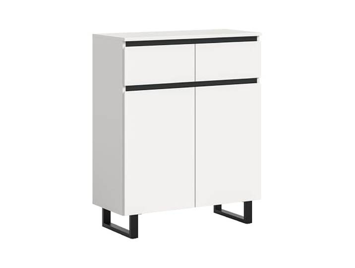 xonox.home – Kommode Tomasa 80x99x36 cm in Weiß Melamin und Schwarz – Kompakte Stauraum-Kommode mit klarer Linienführung – vielseitig einsetzbar & pflegeleicht