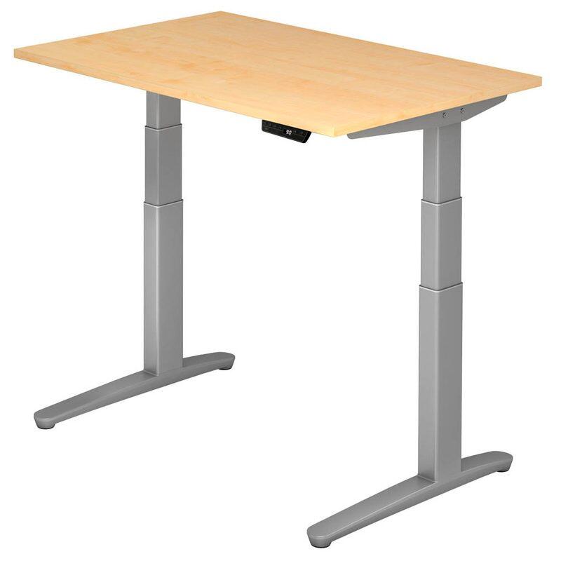 HAMMERBACHER VXBHM12/3/SS elektrisch höhenverstellbarer Schreibtisch 65,0 - 130,0 cm - elektrisch Ahorn / silber