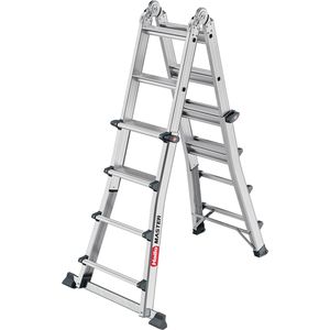 Hailo Teleskopleiter Master M100, 7540-407, Länge 3,3m, mit Treppenfunktion, aus eloxiertem Aluminium mit 4 x 4 Stufen